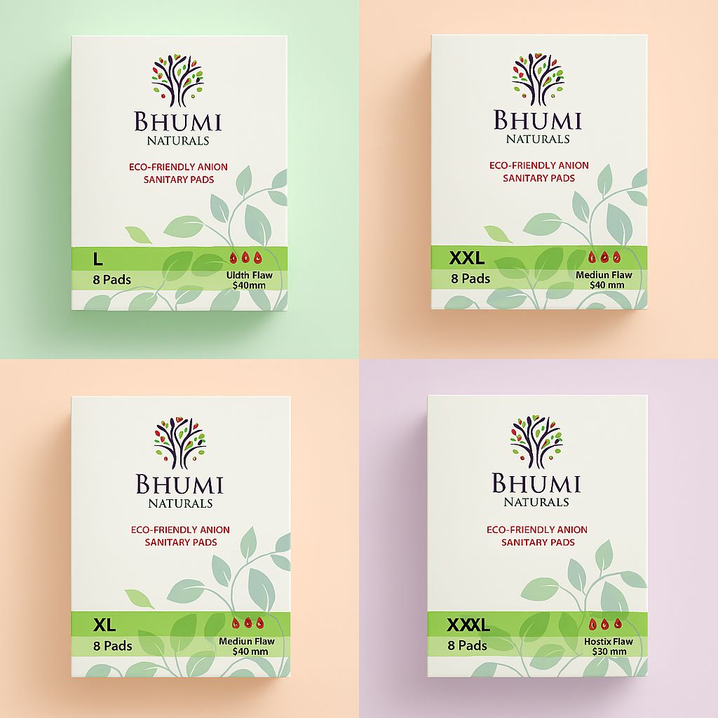 Bhumi Naturals Anion Sanitary Pads - L/ XL/ XXL/ XXXL (8 Pads pack)