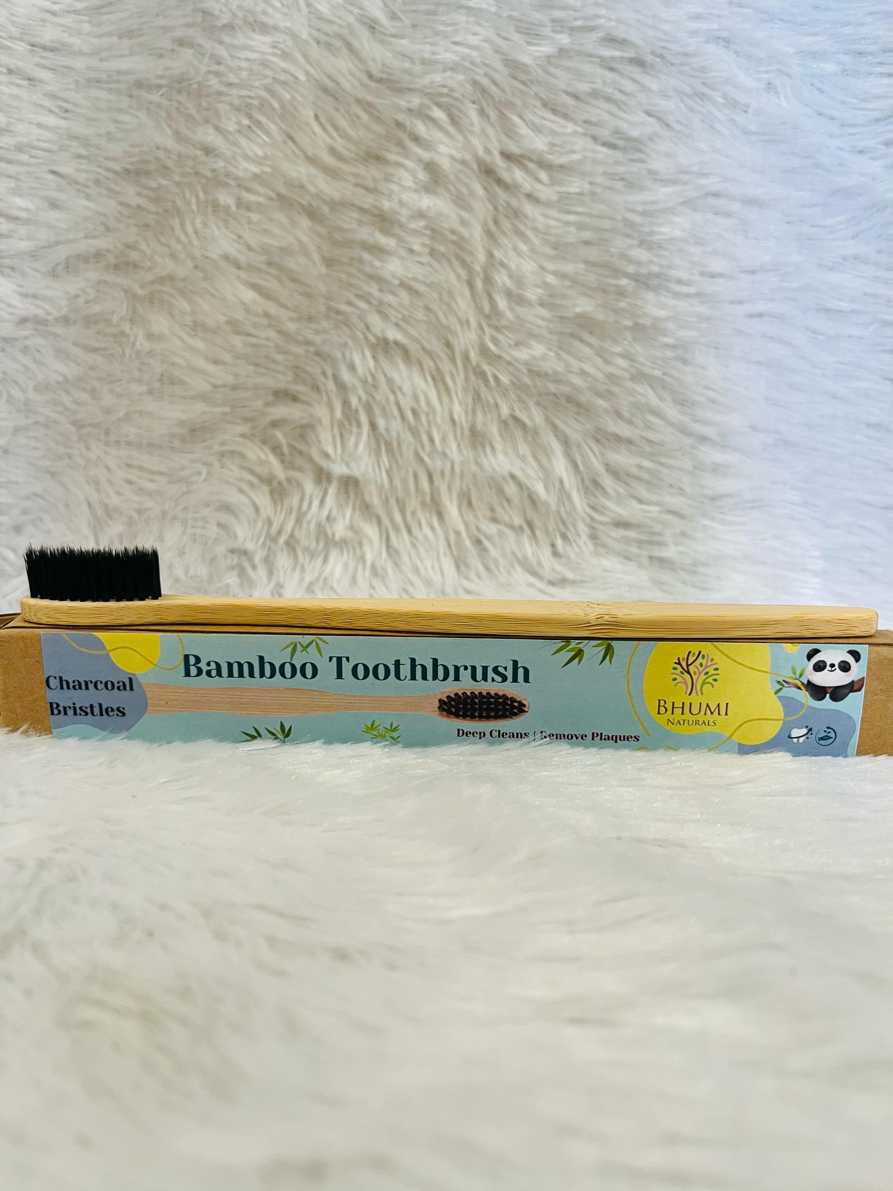 Bamboo Adult Toothbrush- Activated Charcoal Bristles Bamboo Adult Toothbrush- Activated Charcoal Bristles