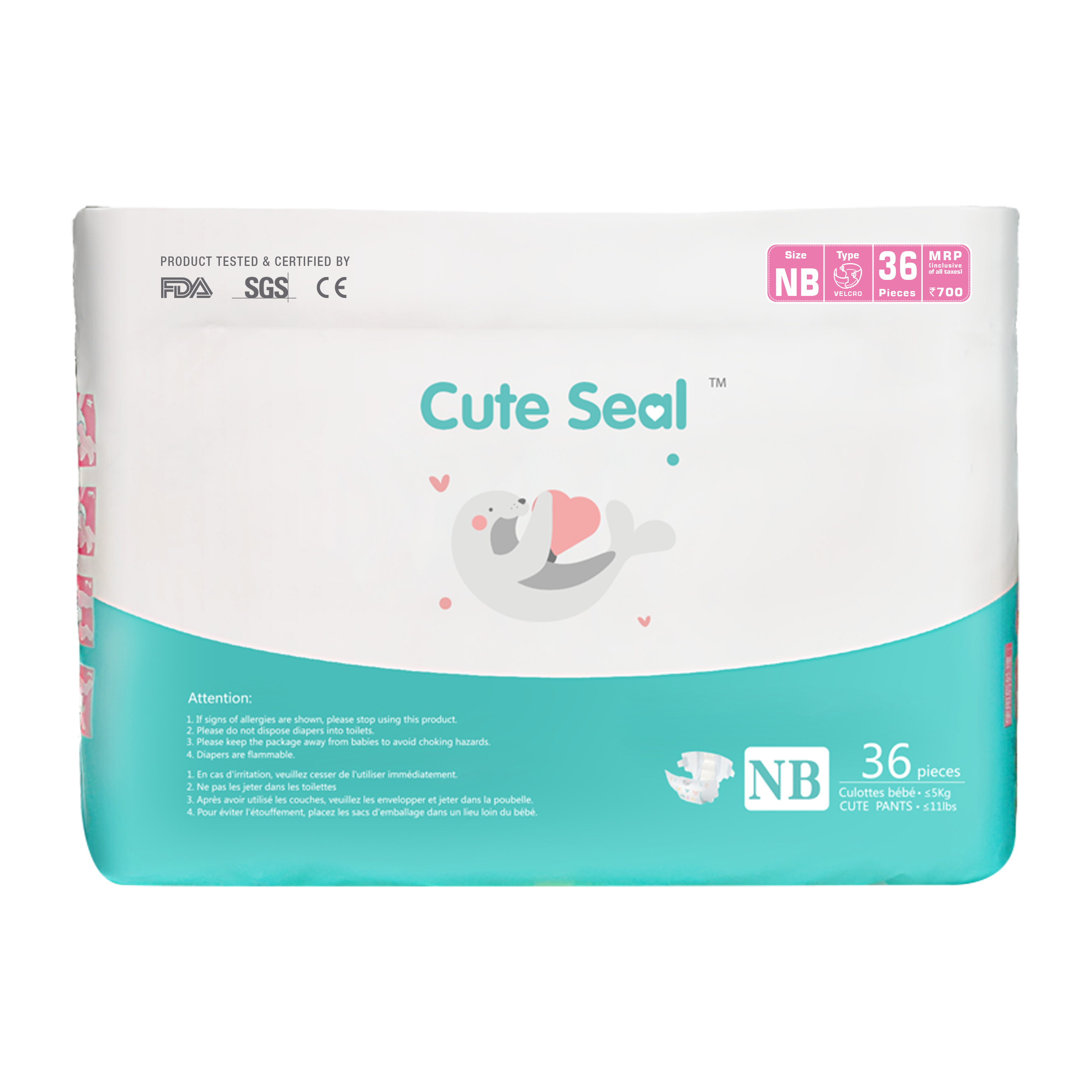 Cuteseal Newborn - Tape/ Velcro - 36pcs (Upto 5kg) Cuteseal Newborn - Tape/ Velcro - 36pcs (Upto 5kg)
